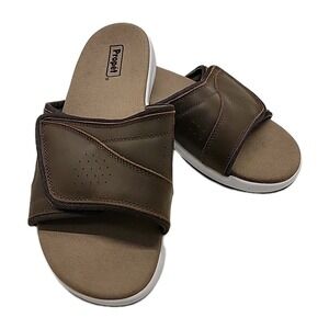 PROPET Mens Sz‎ 9 US Emerson Slide Sandal Brown Nubuck Leather Comfort Arch
